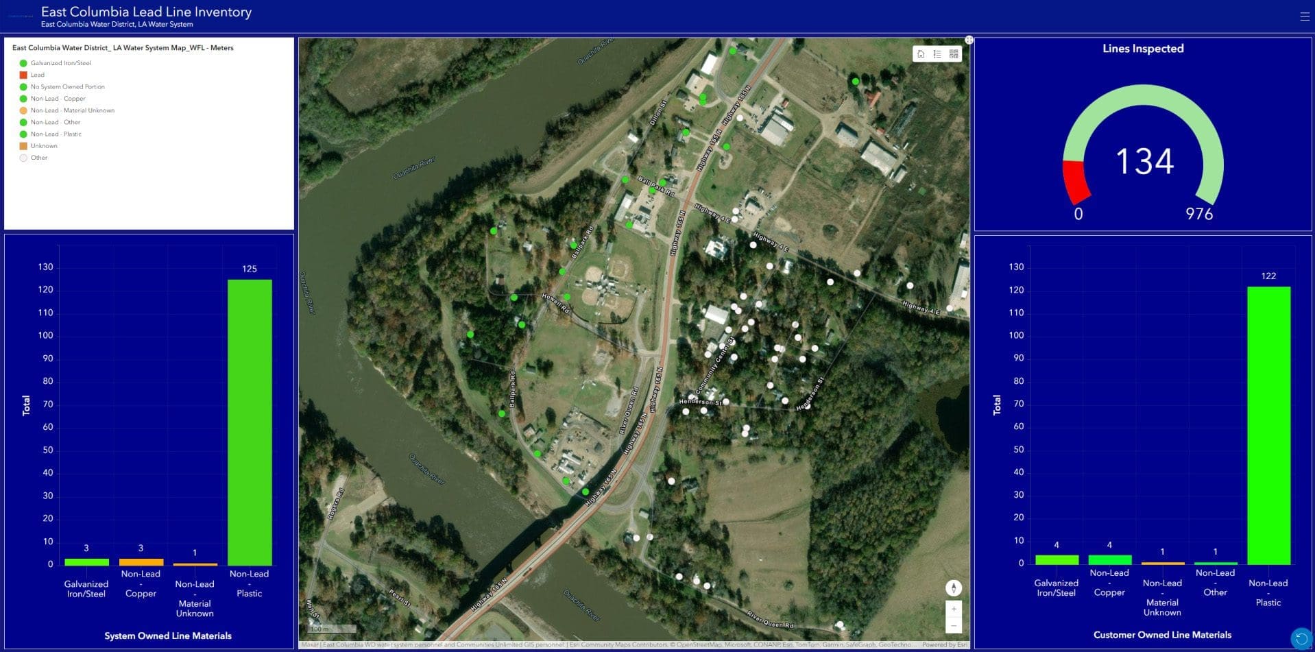 A map showing all of the inventoried lines of ECWD's system