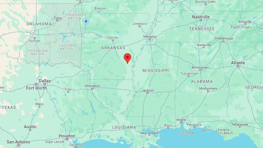 Map showing Dumas Arkansas